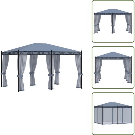 Pavillon mit Mückennetze 3x4 m Anthrazit Stahl - Pavillon - Gartenzelt - Sommergarten - Mückenschutz - Außenbereich (1/5)