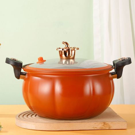 Autocuiseur miniature en forme de citrouille, antiadhésif, multifonctionnel, avec couvercle en verre, marron, 28 cm. (1/5)
