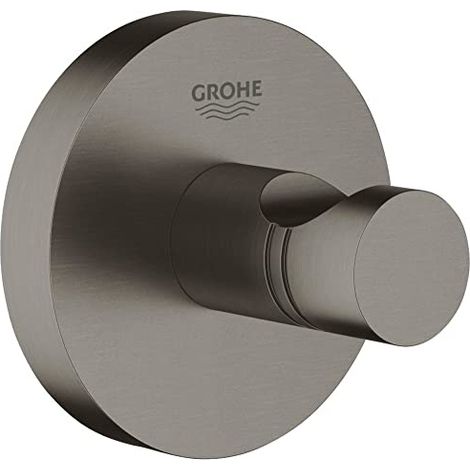 Grohe – Crochet pour peignoir – Patère de salle de bain en métal brossé – Fixation dissimulée – Capacité de charge 5 kg