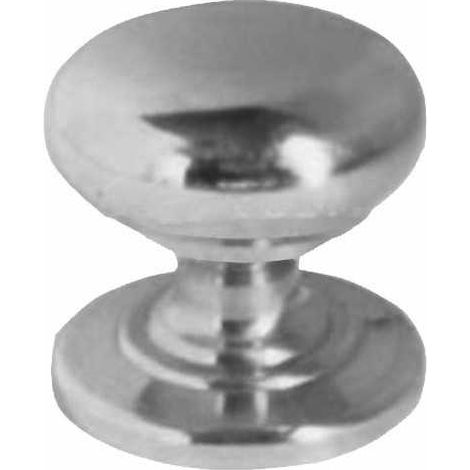 Bouton rond avec anneau en laiton chromé, diamètre 25 mm