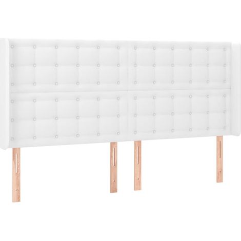 Tête de lit,Panneau décoratif avec oreilles Blanc 163x16x118/128 cm Similicuir CFW3519545 (1/5)