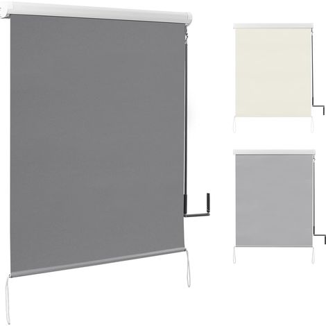 WOLTU Toldo Vertical Exterior Persiana Enrollable Estor Enrollable Impermeable Estor para Balcón Terraza Jardín Pantalla de Privacidad Toldo de Balcón Protección Solar Extensible 140x140cm Gris oscuro