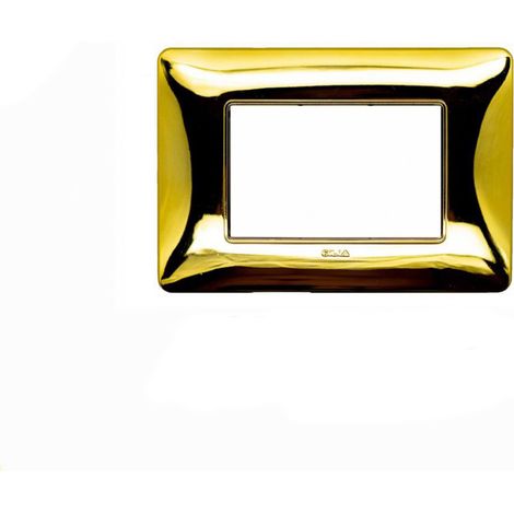 Placca Interruttore Luci Oro Lucido Compatibile Matix 3 Moduli Placchetta C8803 (1/4)