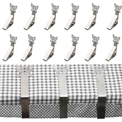 Paquete de 12 pinzas para mantel, pinzas de mariposa para mantel de picnic en interiores, resistentes, para fiestas, bodas, hogar, restaurantes, camping (1/4)