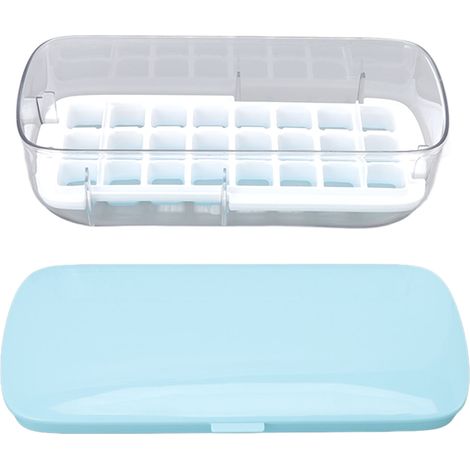 Kit de Moules à Glaçons 24 Cases en Silicone avec Couvercle pour Congélateur - Bleu (1/5)