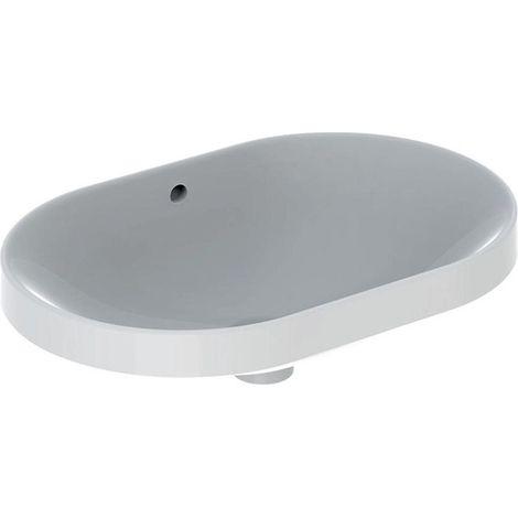 Lavabo à encastrer VariForm elliptique 600x400mm sans trou de robinetterieavec trop plein blanc