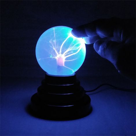 Boule Plasma - Lampe Ionique Statique Alimentée Par USB Ou Piles - Réactive Au Toucher Et Au Son - Pour Décoration Intérieure Chambre Salon Fête - 7 x 14 cm (1/5)