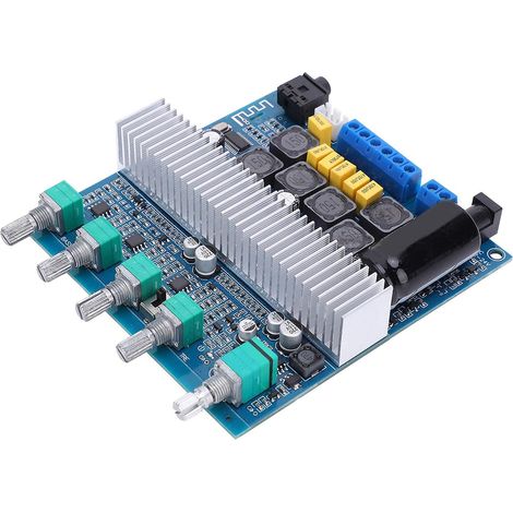 Leistungsverstärkerplatine, 2.1-Kanal-Audioverstärkermodul aus Kunststoffkarton TPA3116D2, 2 x 50 W + 100 W, Bluetooth 5.0, DC 12–24 V für Heimstereo-Subwoofer