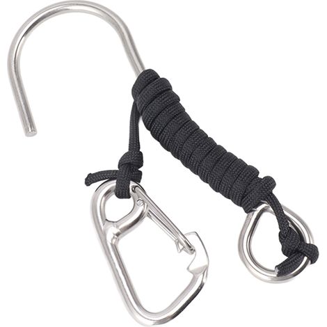 Einzelner Taucherhaken aus Edelstahl mit Schnellverschluss und Handschlaufe, schwarz (1/5)