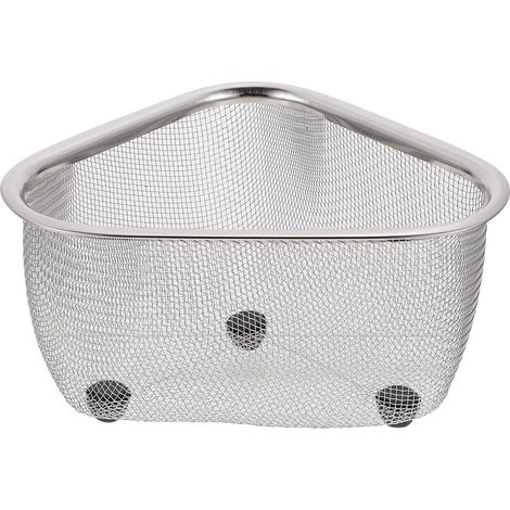 Panier d'angle Triangulaire Grand Format pour Évier Cuisine, Panier à Mailles Fines en Filet, Égouttoir à Vaisselle Polyvalent pour Rangement D'éponges et Compost, 1 Pièce, Adapté (1/5)