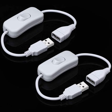 2PCS Câble USB DC mâle vers femelle avec interrupteur marche/arrêt-blanche,interrupteur à bascule en ligne d'extension USB pour enregistreur de conduite,lampe de ventilateur USB,bandes LED (1/5)