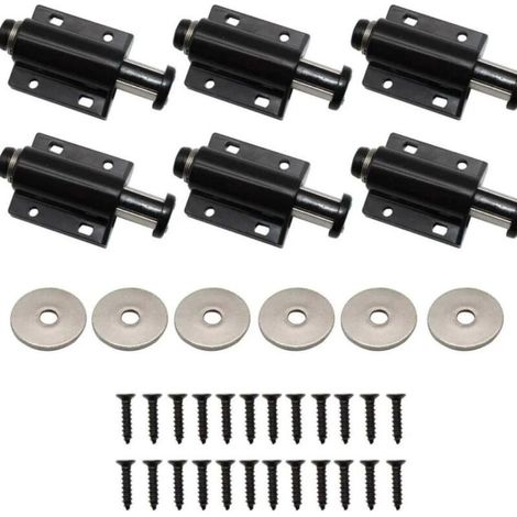 SABIR 6 Pièces Loquets Magnétiques, Fermeture Push, Amortisseur de Porte Magnétique, Aimant Poussoir, Pression Attrape, pour Armoire Tiroir Placard (Noir) (1/4)