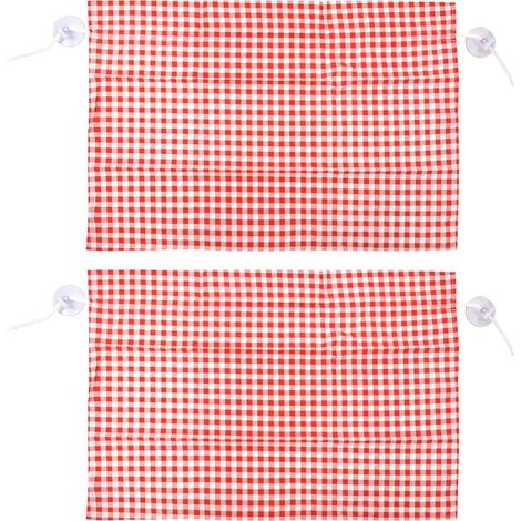 Lot de 2 rideaux pare-soleil latéraux anti-UV pour voiture, motif quadrillé, avec ventouses - Grille rouge (1/5)
