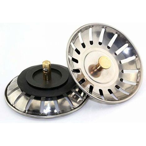 2PCS Bonde à panier universelle 8 cm Filtre à Évier de Cuisine en Acier Inoxydable Filtre Bouchon d'Évier à Double Couche Égouttoir Dévier pour Cuisine et Salle de Bain (1/5)