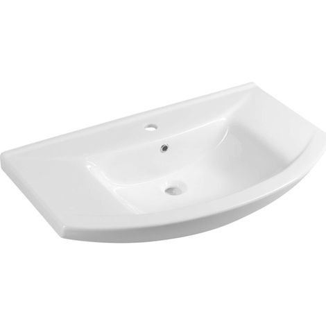 Aqualine Zero - Möbelwaschtisch 86x50 cm, mit Überlauf, Hahnloch, weiß 6085 (1/5)