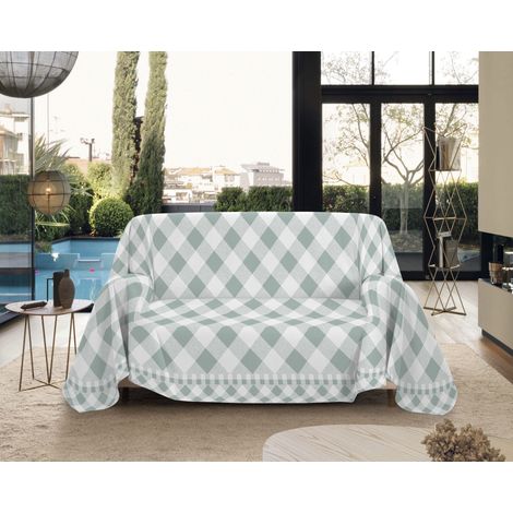 Telo Arredo Made in Italy in Cotone Grandfoulard Copritutto Copridivano Copriletto-Teli Sofà Arredatutto-Drappeggio-Arazzo-Copridivano Grand Foulard Letto Singolo - Lovelycheck Verde