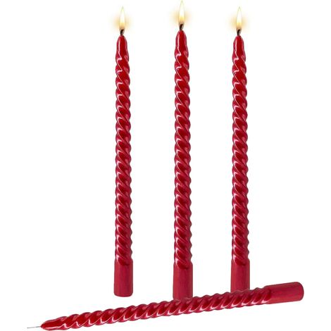 4er-Pack Kegelkerzen, absolut tropffreie Kegelkerzen, 30 cm hohe, rote, glänzende Kerzenständer im Metallic-Stil, geeignet für die Dekoration von Wohnräumen, Dinnerpartys und Hochzeiten. (1/5)