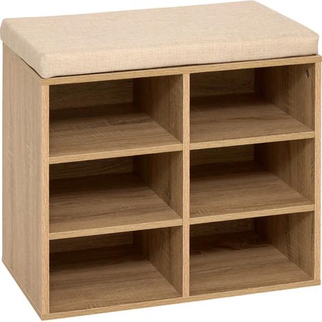 5Five Simply Smart – Banc range-chaussures 6 paires – Dimensions L. 51,5 x l. 29,5 x H. 48,5 cm – Panneaux de particules – Avec coussin d'assise amovible