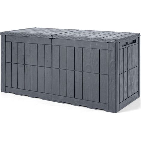 Waterproof Gray Outdoor Deck Box, 120 Gal, Lockable Storage
