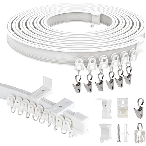 10 mètres Rail de Rideau Flexible pour Plafond et Mur, Blanc (1/5)