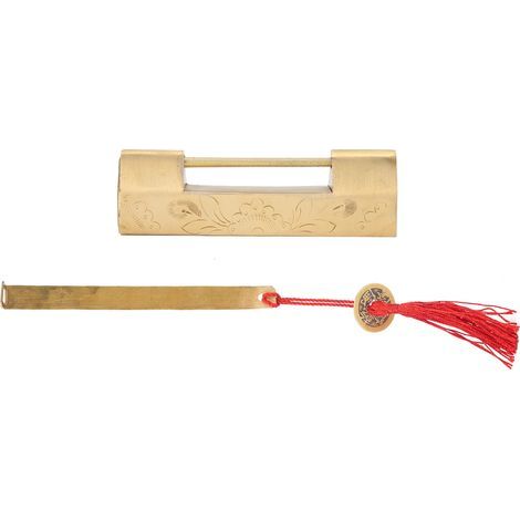 Cadenas en laiton avec clé 6.5cm style chinois ancien sculpté pour boîte à bijoux armoire (1/5)