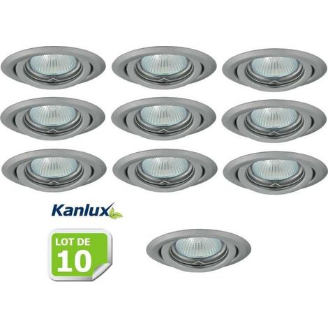Lot de 10 Fixation de spot encastrable orientable chrome matt D99mm marque Kanlux ref 26798