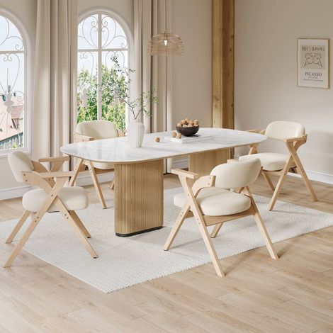Chaises de salle à manger pliantes 2 pcs en bois massif avec coussin en velours beiges et modernes pour salon (1/5)