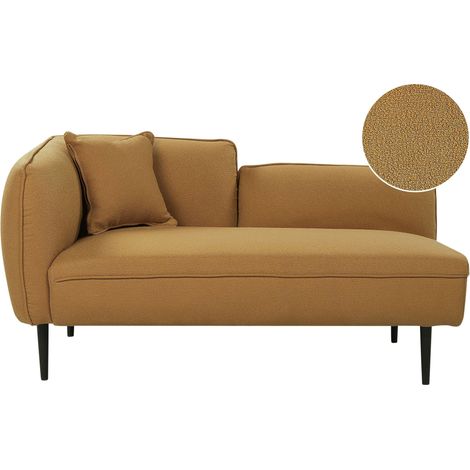 Chaise longue sinistra in bouclé con cuscino Gambe in metallo Giallo senape Chevannes