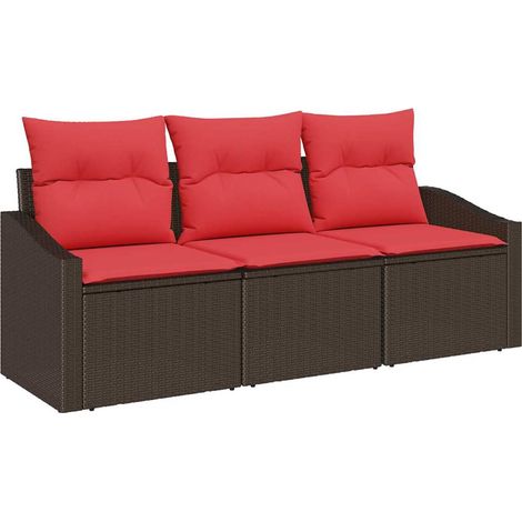 Sofa Set 3 pcs Brown [Synthetic]: Poly Rattan vidaXL (1/5)