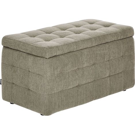 Pouf contenitore in tessuto verde oliva con coperchio Michigan