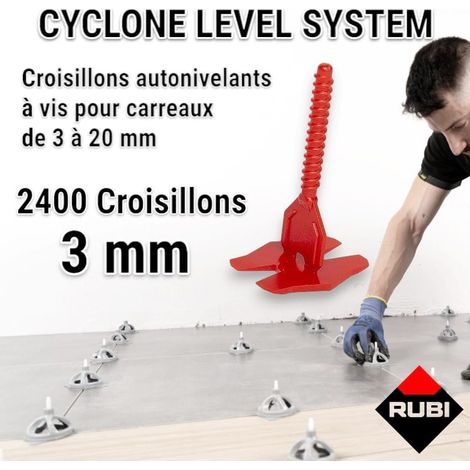 Rubi – Lot de 2400 croisillons autonivellants 3mm en 'I' – Pour carreaux 30x30 cm – Serrage manuel sans outil – Compatible avec tous les carreaux rectifiés (1/5)
