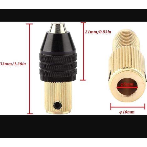 Mini mandrin de perceuse avec capacité de serrage de 0.3 à 3.4mm (trou de 5MM), accessoires de perceuse électrique à mini pince, pour arbre moteur (1/4)