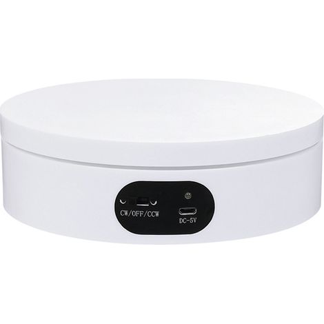 Plateau tournant électrique, présentoir à 360° pour la photographie, plateforme rotative automatique, images à 360°, présentation de produits, support pour bijoux et montres, 16 cm, blanc (1/5)