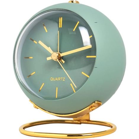 (Verde) Sveglia analogica con luci, piccola sveglia retrò silenziosa, sveglia da comodino per studenti, orologio con puntatore luminoso, adatta per chi dorme molto (1/5)
