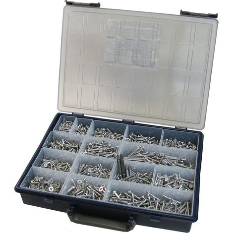 Assortiment de 1540 Vis autoperceuse Tête fraisée Tête ronde TR Pozi Inox A2 Embout - 1 pièce (1/4)