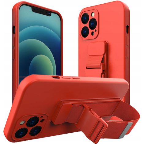 Gel-Schutzhülle mit Trageband und Umhängekette für iPhone 13, rot (1/5)