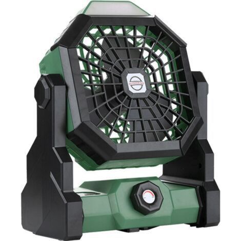 Ventilateur rechargeable, vitesse variable, large base, fonctionnement silencieux, en plastique, portable, adapté à une utilisation en extérieur. (1/5)