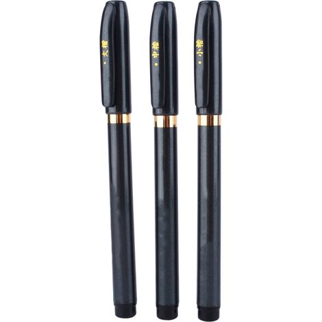 Lot 3 pinceaux calligraphie chinoise japonaise Shodo, stylos encre écriture dessin artisanat (1/5)