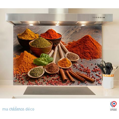 Fond de hotte : Epices colorées - Alu composite - 70 cm - 60 cm