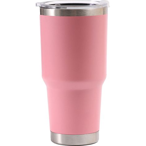900-ml-Edelstahl-Isolierbecher, großes Fassungsvermögen, weite Öffnung, Isolierflasche für Kaffee und Wasser, ideal für Autoreisen, rosa (1/5)