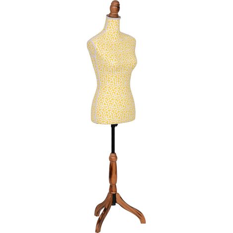 Maniquí de madera y espuma con tela amarillo 37.5x24x168 cm