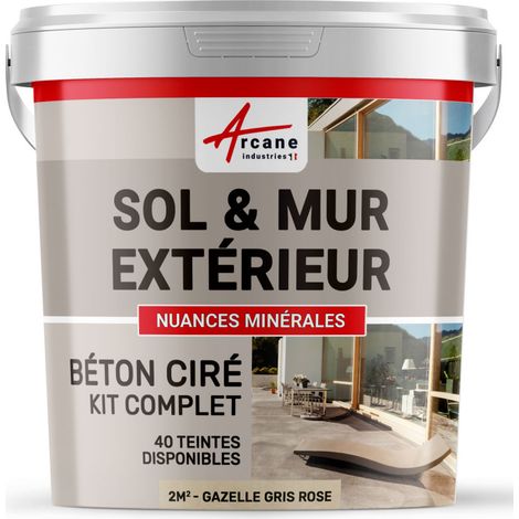 BETON CIRÉ: KIT KUNSTHARZ-BETONBESCHICHTUNG FÜR DRAUSSEN - Böden, Wände, Terrassen, Balkone, Treppen - Gazellen-Grau-Rosa - 2 m²-Kit (2 Schichten)