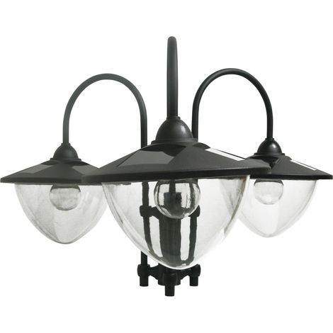 Lot 3 lanternes solaires métal noir 60x55x189 cm IP44 étanche socle jardinière jardin balcon (1/5)