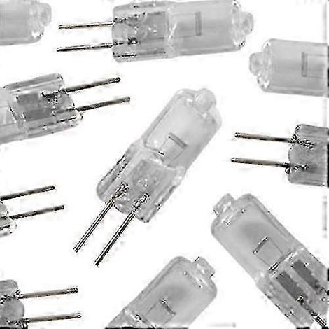 Lot de 10 ampoules halogènes 12 V CC GY6.35/G6.35 50 W, dimmables, blanc chaud 2700 K, 2 broches, ampoule à capsule transparente pour lustre, lampe de bureau, suspension, etc. (1/5)