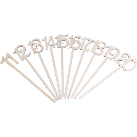 Support De Numéro De Table En Bois - Bâton 35cm Avec Base Ronde - Pour Mariage Et Anniversaire - Lot De 10 Pièces (1/2)