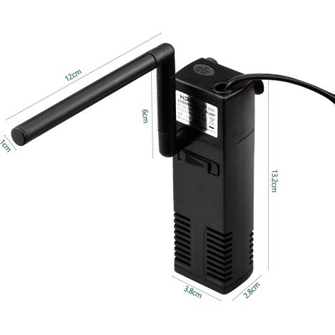 3 W/4 W Filtre Intérieur pour Aquarium, 20L-60L Réglable Pompe Filtre Interne avec éponges Filtrantes, Utilisation et Maintenance Simple, (1/5)