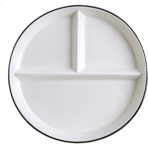 Assiettes en Porcelaine Assiettes Divisées Assiette Compartiment Adulte Diet Assiettes Plates de Table Assiettes à Salade (1/5)