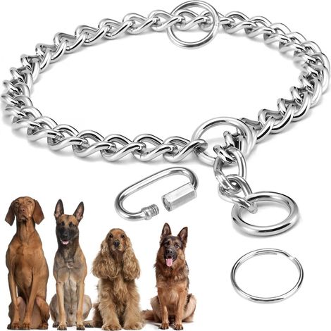 Collier étrangleur pour chien en acier inoxydable, collier de dressage robuste et ajustable pour chiens de grande et moyenne taille, 65 cm (1/5)