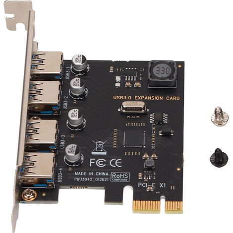 Carte d'extension SU-U3042 PCI-E vers USB 3.0, carte d'extension USB 3.0 haute vitesse à quatre ports pour ordinateur de bureau (1/5)
