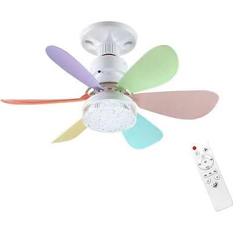 Ventilateur de plafond à visser E27 avec télécommande, 52 cm, 40 W, éclairage LED, idéal pour le salon et la chambre. (1/5)